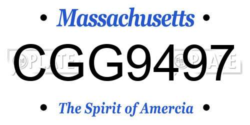 CGG9497 Massachusetts License Plate