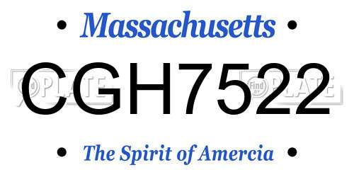 CGH7522 Massachusetts License Plate