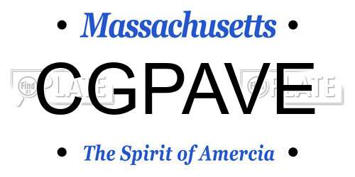 CGPAVE Massachusetts License Plate