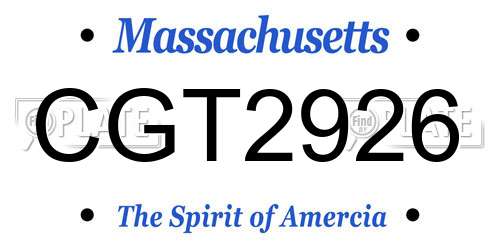 CGT2926 Massachusetts License Plate