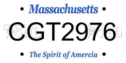 CGT2976 Massachusetts License Plate