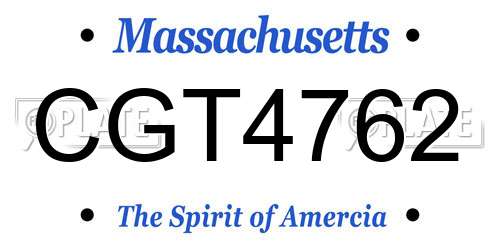 CGT4762 Massachusetts License Plate