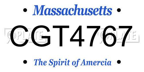 CGT4767 Massachusetts License Plate