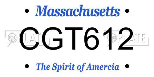 CGT612 Massachusetts License Plate