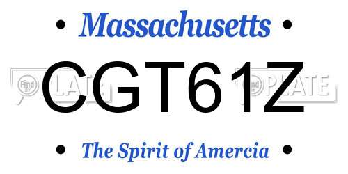 CGT61Z Massachusetts License Plate