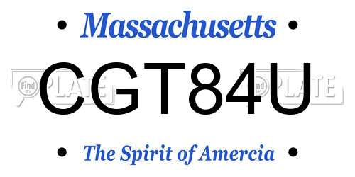 CGT84U Massachusetts License Plate