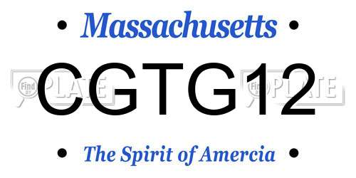 CGTG12 Massachusetts License Plate
