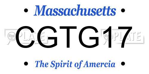 CGTG17 Massachusetts License Plate