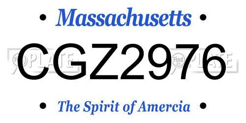 CGZ2976 Massachusetts License Plate