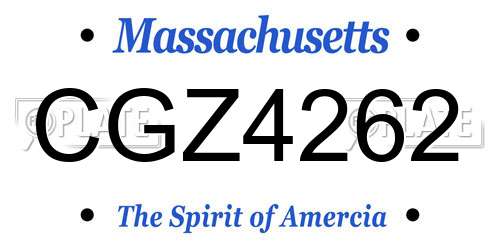 CGZ4262 Massachusetts License Plate