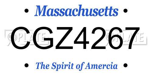 CGZ4267 Massachusetts License Plate