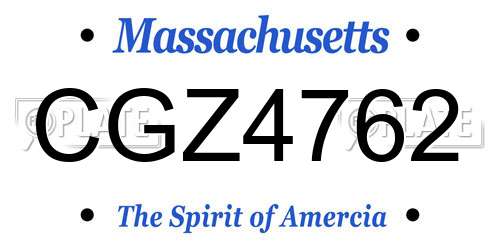 CGZ4762 Massachusetts License Plate