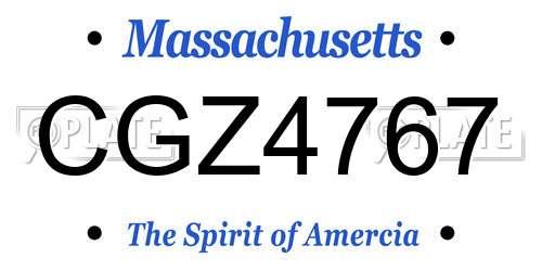 CGZ4767 Massachusetts License Plate