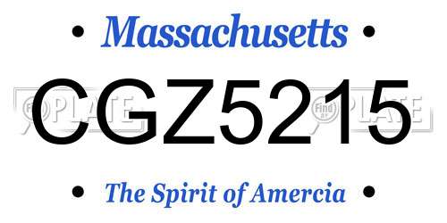 CGZ5215 Massachusetts License Plate