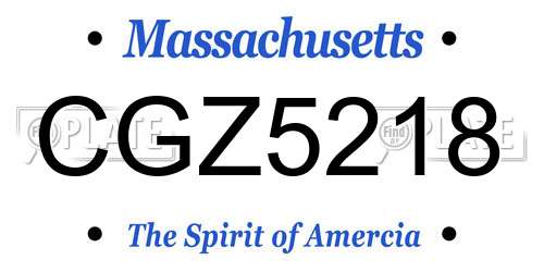 CGZ5218 Massachusetts License Plate