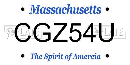 CGZ54U Massachusetts License Plate