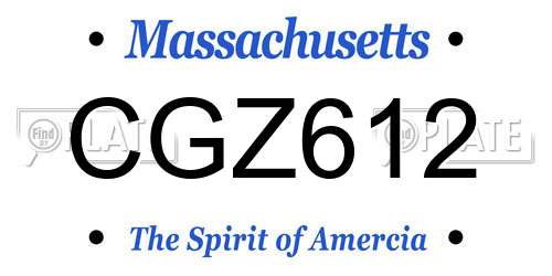 CGZ612 Massachusetts License Plate