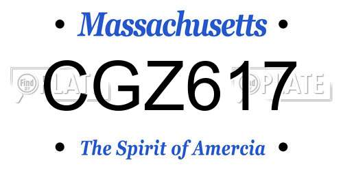CGZ617 Massachusetts License Plate