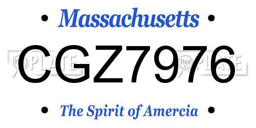 CGZ7976 Massachusetts License Plate