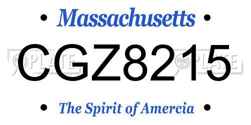CGZ8215 Massachusetts License Plate