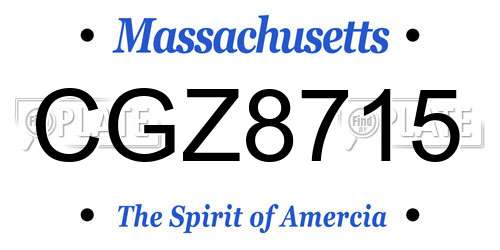 CGZ8715 Massachusetts License Plate