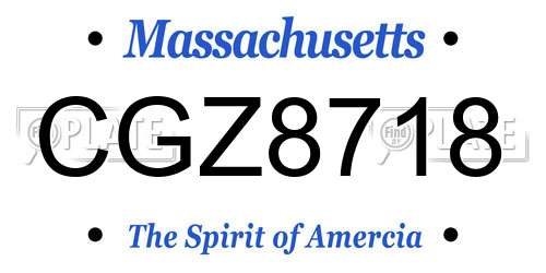 CGZ8718 Massachusetts License Plate