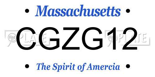 CGZG12 Massachusetts License Plate