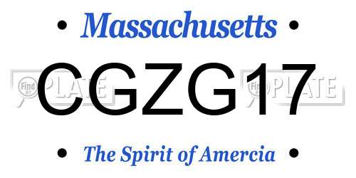 CGZG17 Massachusetts License Plate