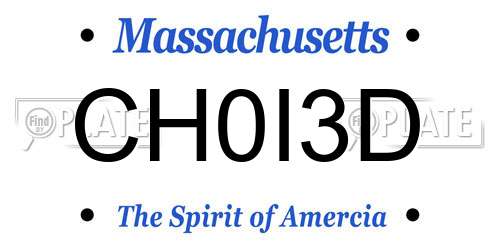 CH0I3D Massachusetts License Plate