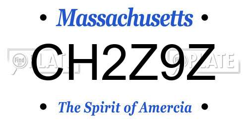 CH2Z9Z Massachusetts License Plate