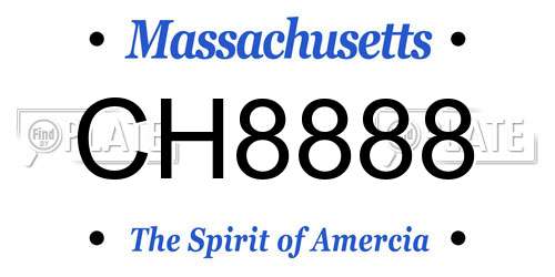 CH8888 Massachusetts License Plate