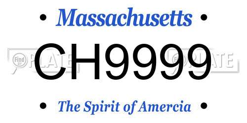 CH9999 Massachusetts License Plate