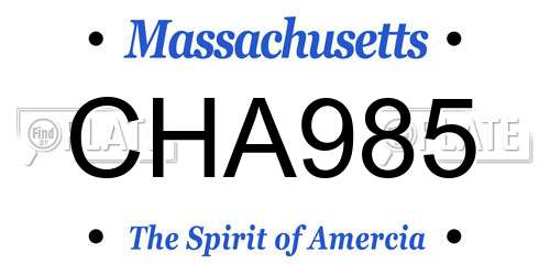 CHA985 Massachusetts License Plate