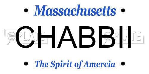 CHABBII Massachusetts License Plate