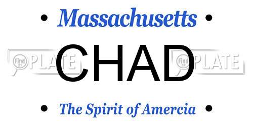 CHAD Massachusetts License Plate