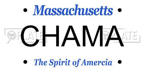 CHAMA Massachusetts License Plate