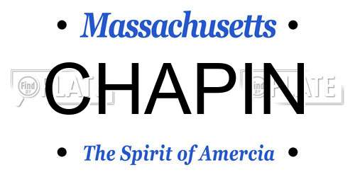 CHAPIN Massachusetts License Plate