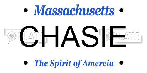 CHASIE Massachusetts License Plate