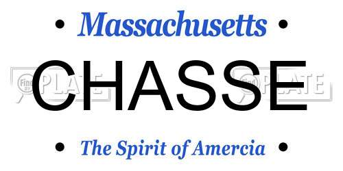 CHASSE Massachusetts License Plate