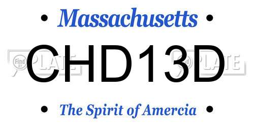 CHD13D Massachusetts License Plate
