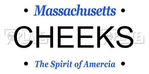 CHEEKS Massachusetts License Plate