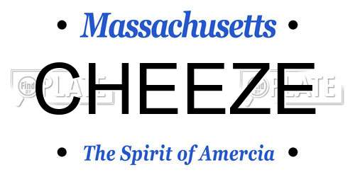 CHEEZE Massachusetts License Plate