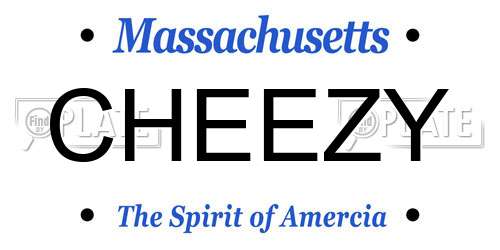 CHEEZY Massachusetts License Plate