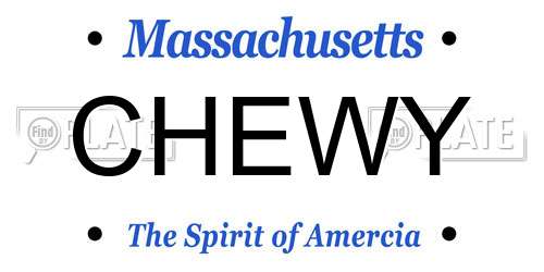 CHEWY Massachusetts License Plate