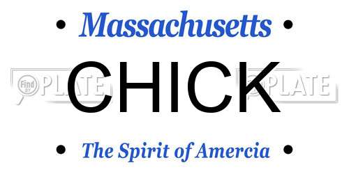 CHICK Massachusetts License Plate