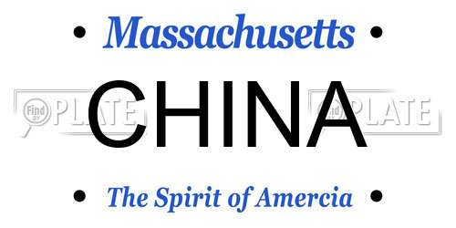 CHINA Massachusetts License Plate