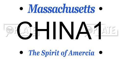 CHINA1 Massachusetts License Plate