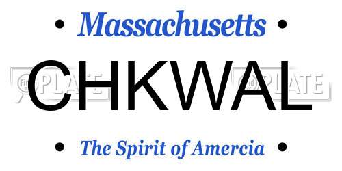 CHKWAL Massachusetts License Plate