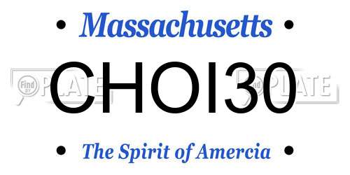 CHOI30 Massachusetts License Plate