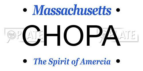 CHOPA Massachusetts License Plate